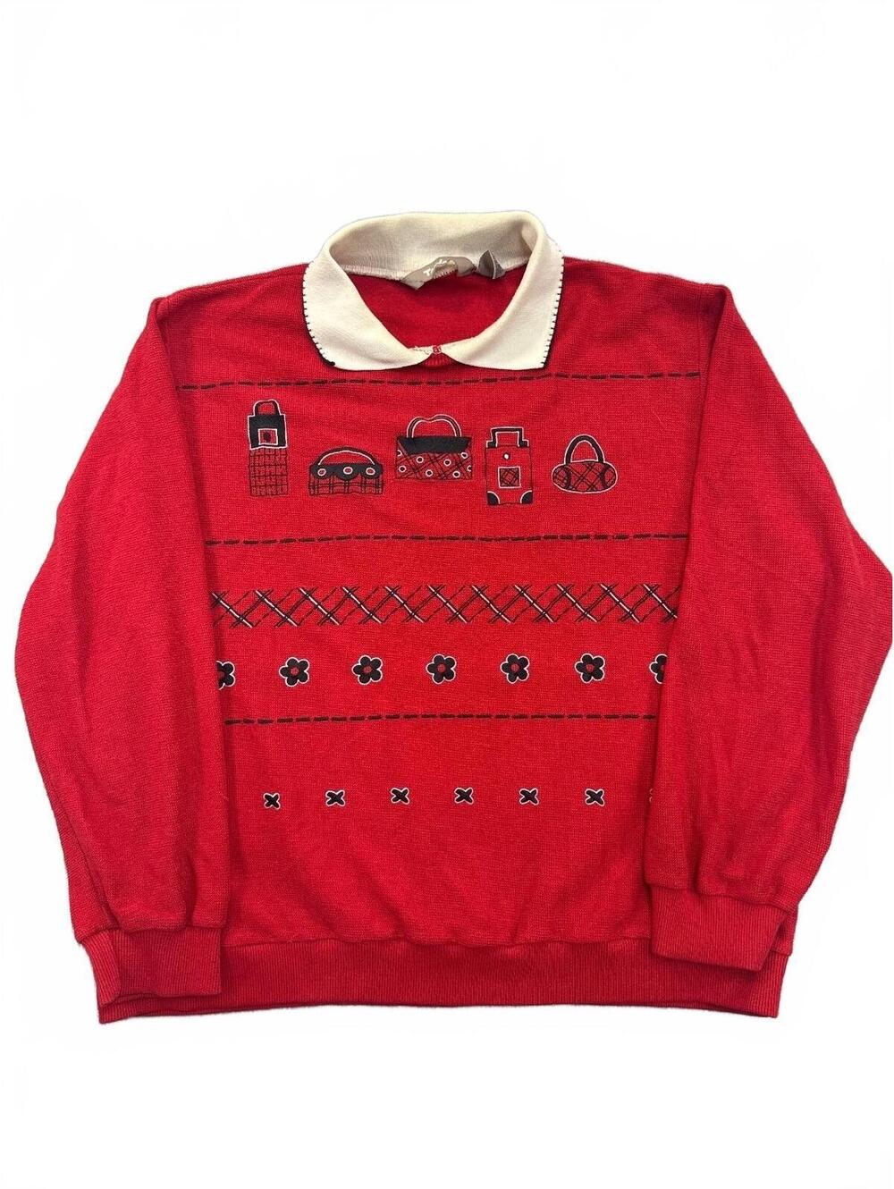Tanjay Women's Large Red Collared Sweater Vintage 1990s